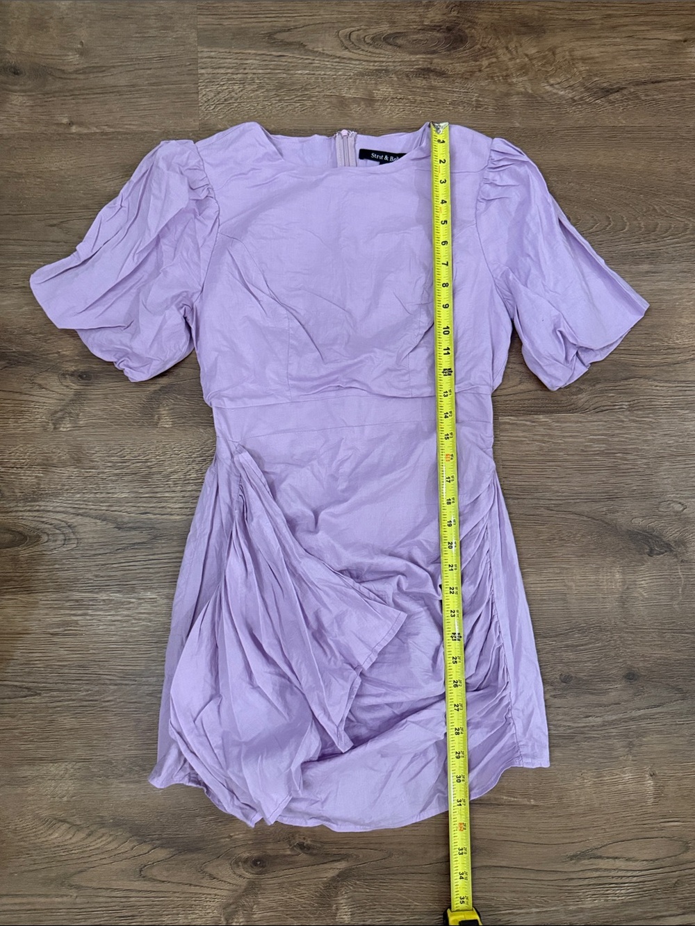 Strut & Bolt Puff-Sleeve Lavender Mini Dress with Draped Skirt Size Medium